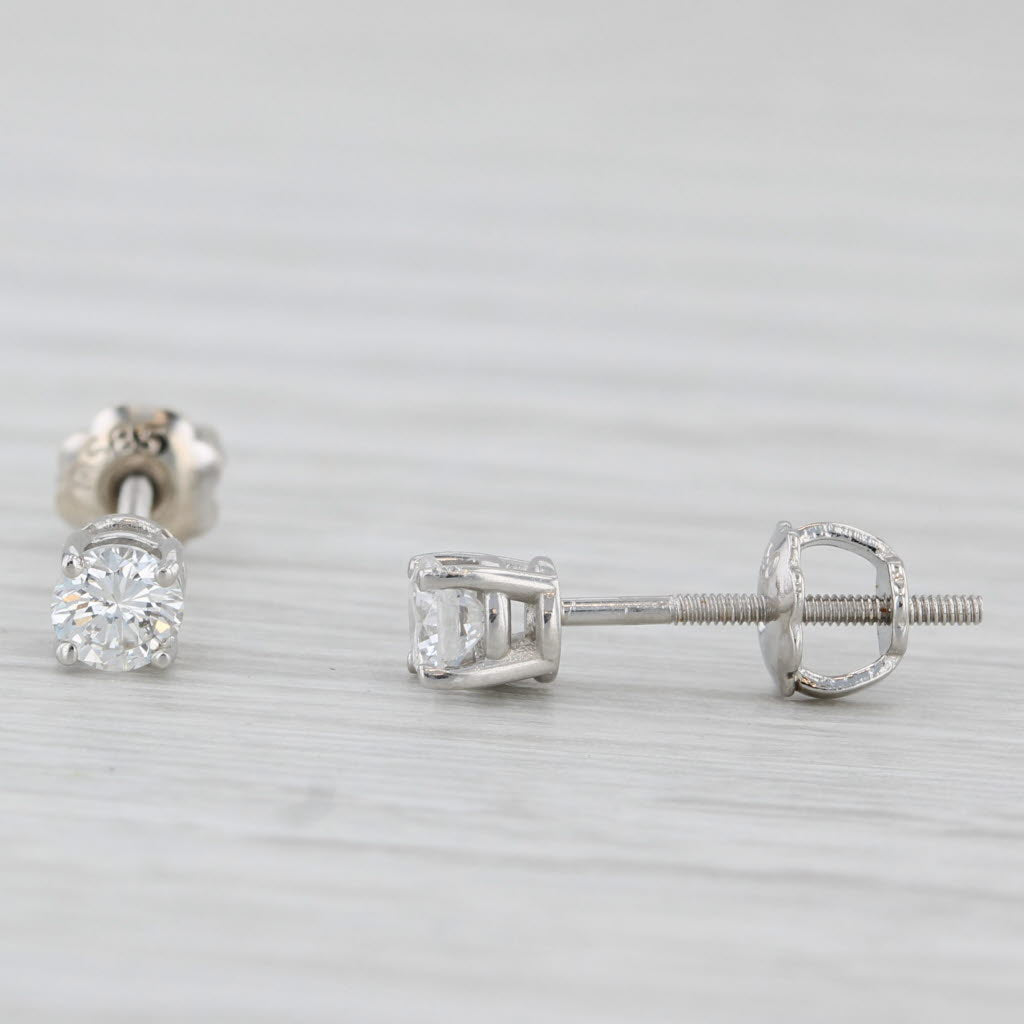 Light Gray 0.30ctw Diamond Solitaire Stud Earrings 950 Platinum Pierced Screw Back