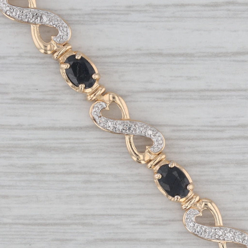 4.80ctw Blue Sapphire Bracelet Sterling Silver Gold Plated Diamond Accents 6.25"