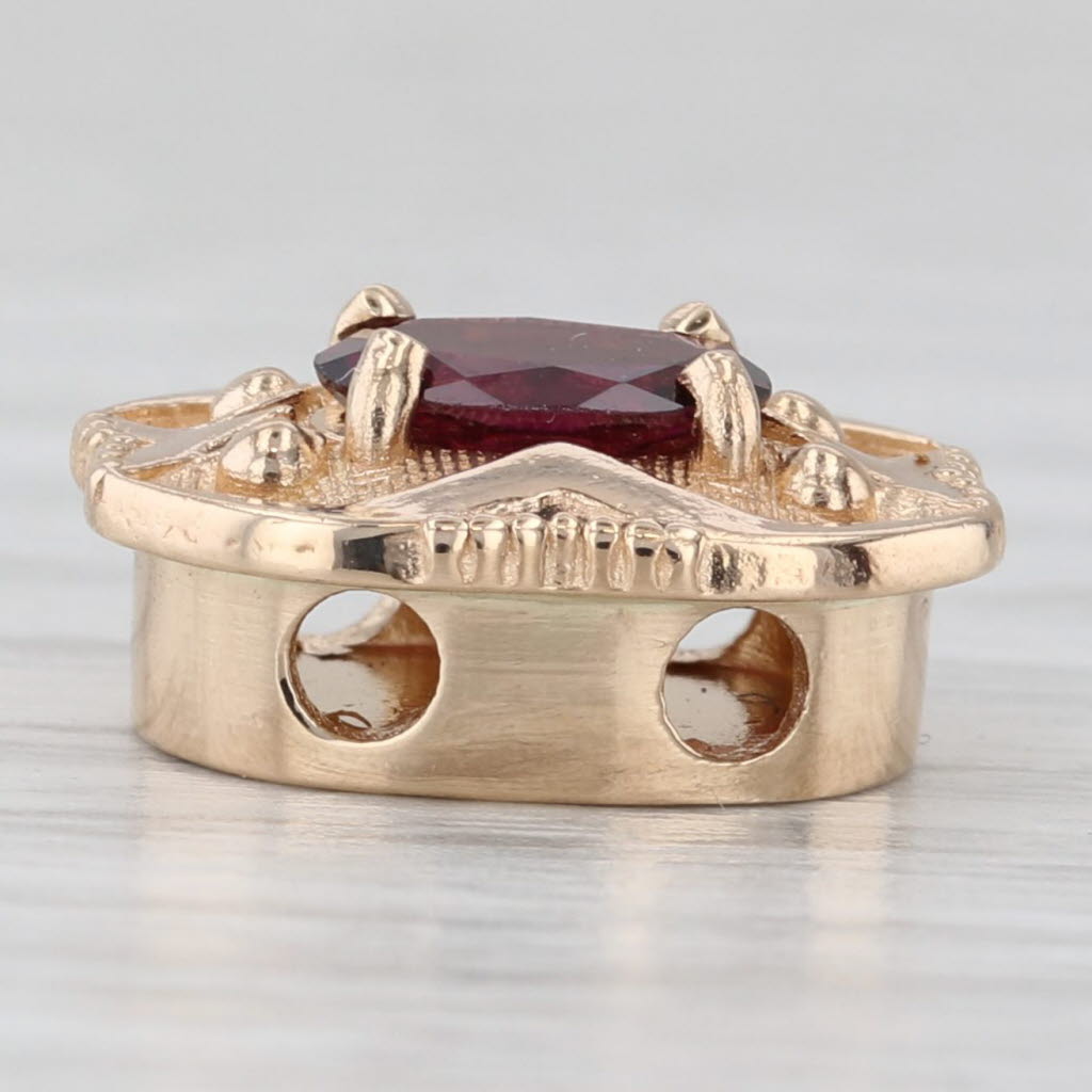 Light Gray Richard Glatter 1ct Oval Garnet Solitaire Slide Bracelet Charm 14k Yellow Gold