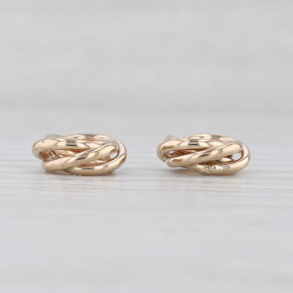 Light Gray Woven Knot Stud Earring Enhancers Jackets 14k Yellow Gold