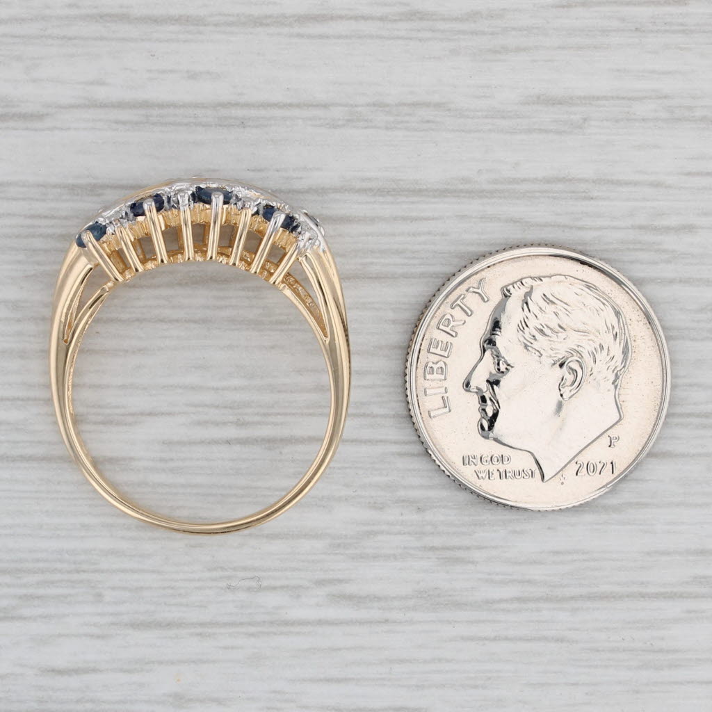Gray 0.32ctw Blue Sapphire Diamond Accented Ring 10k Yellow Gold Size 7