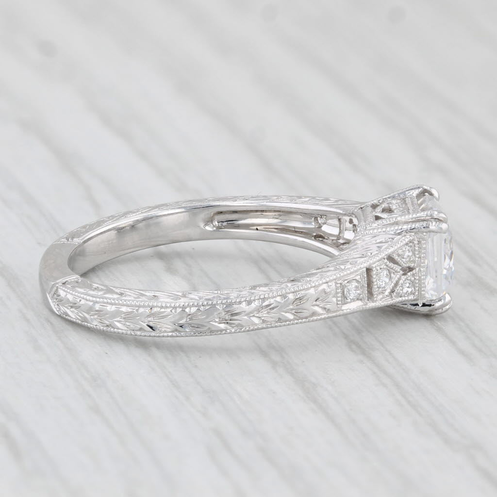 Light Gray New Beverley K Asscher Semi Mount Diamond Ring 14k White Gold Size 6.75 Hearts