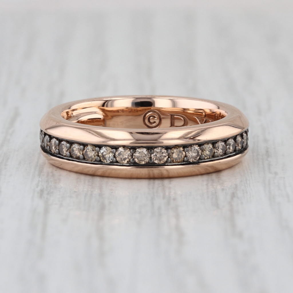 David Yurman Streamline 0.90ctw Diamond Eternity Band 18k Rose Gold Wedding Ring