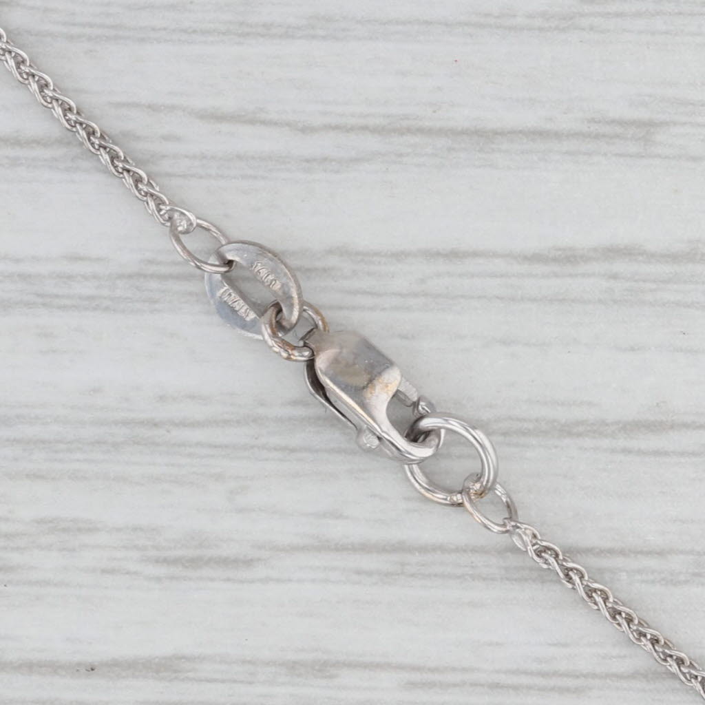 Diamond Cross Pendant Necklace 10k White Gold Wheat Chain 18" 1.2mm