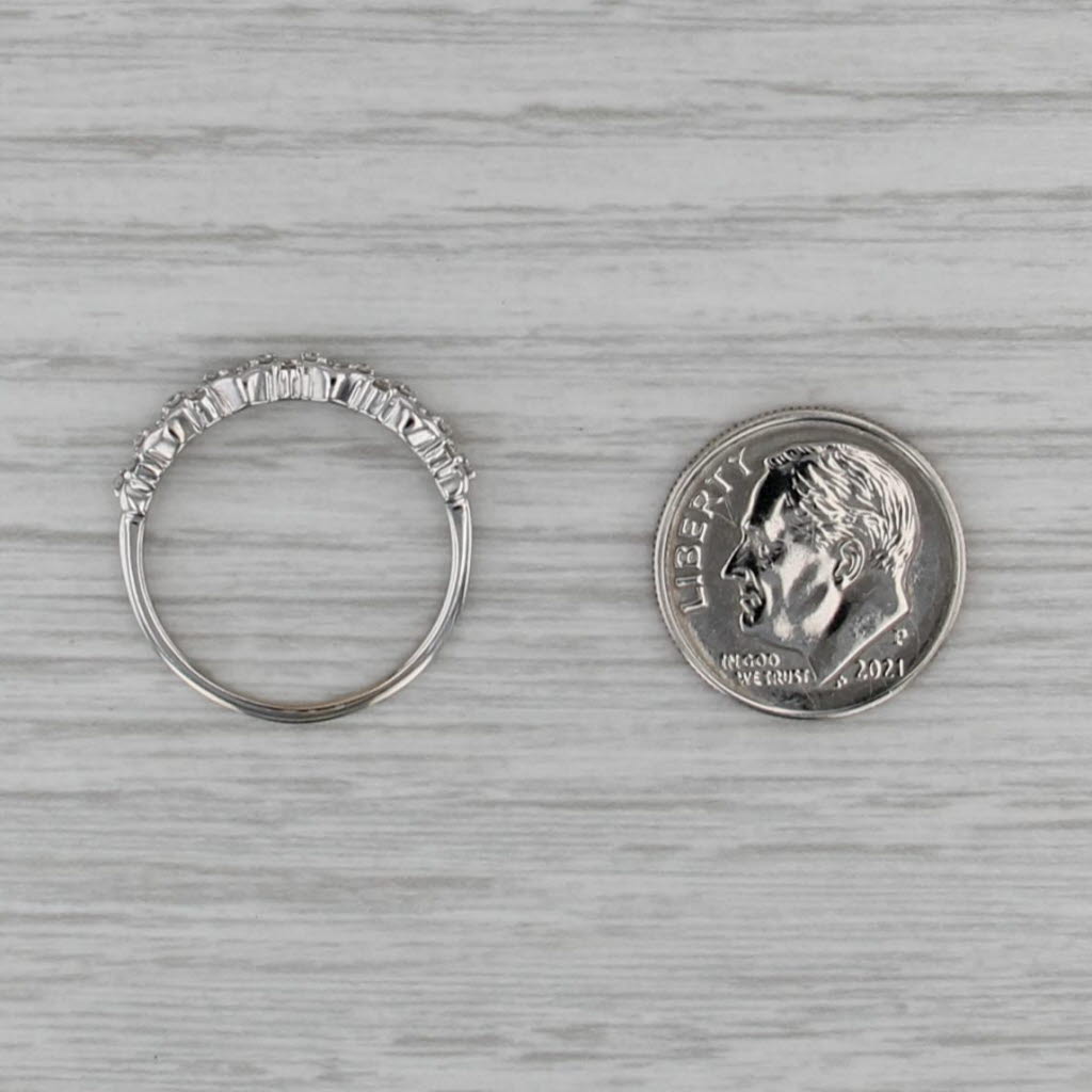 0.15ctw Diamond Wedding Band 14k White Gold Size 7 Stackable Ring