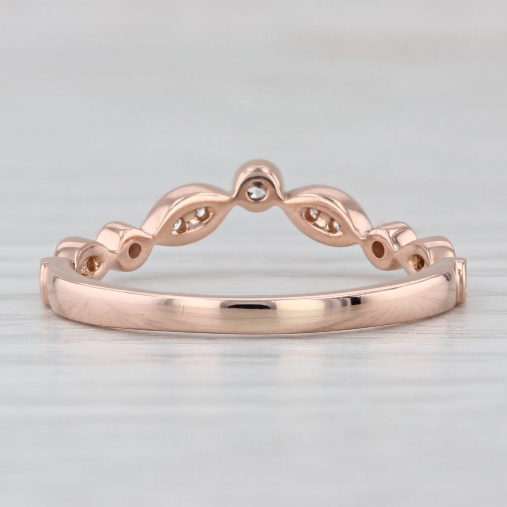 0.25ctw Contoured Diamond Ring 14k Rose Gold Stackable Wedding Band Guard Sz 8.5