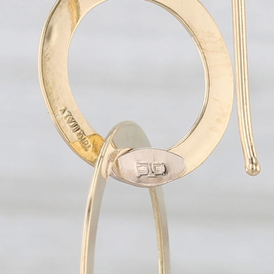 Light Gray Linked Circles Dangle Earrings 18k Yellow Gold Hook Posts Italian