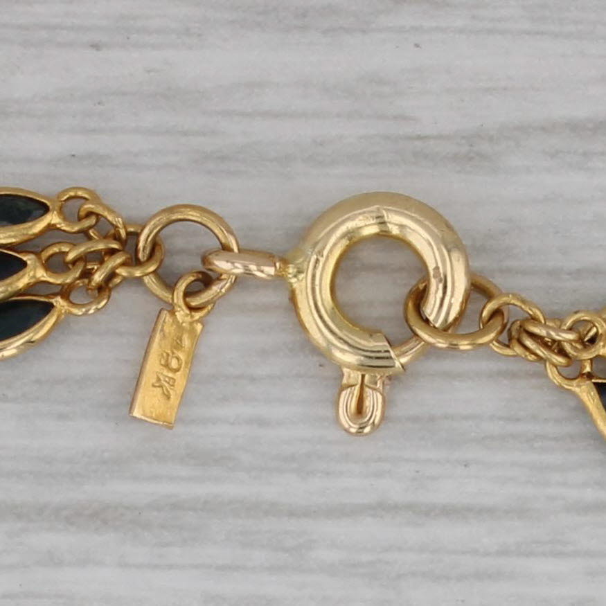 Dark Gray 3-Chain 3.75ctw Blue Sapphire Bracelet 18k Yellow Gold 7.5"
