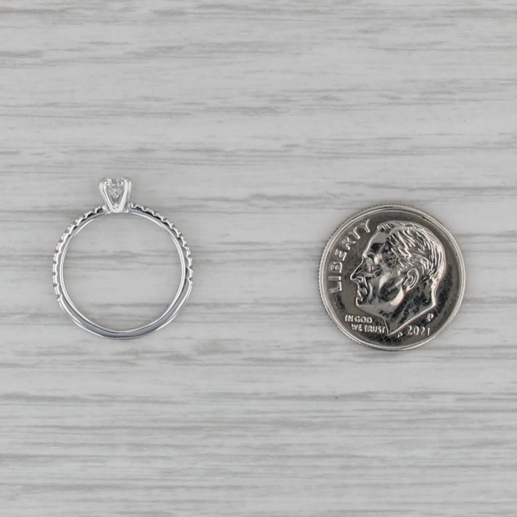 0.40ctw Round Diamond Engagement Ring 18k White Gold Small Size 3