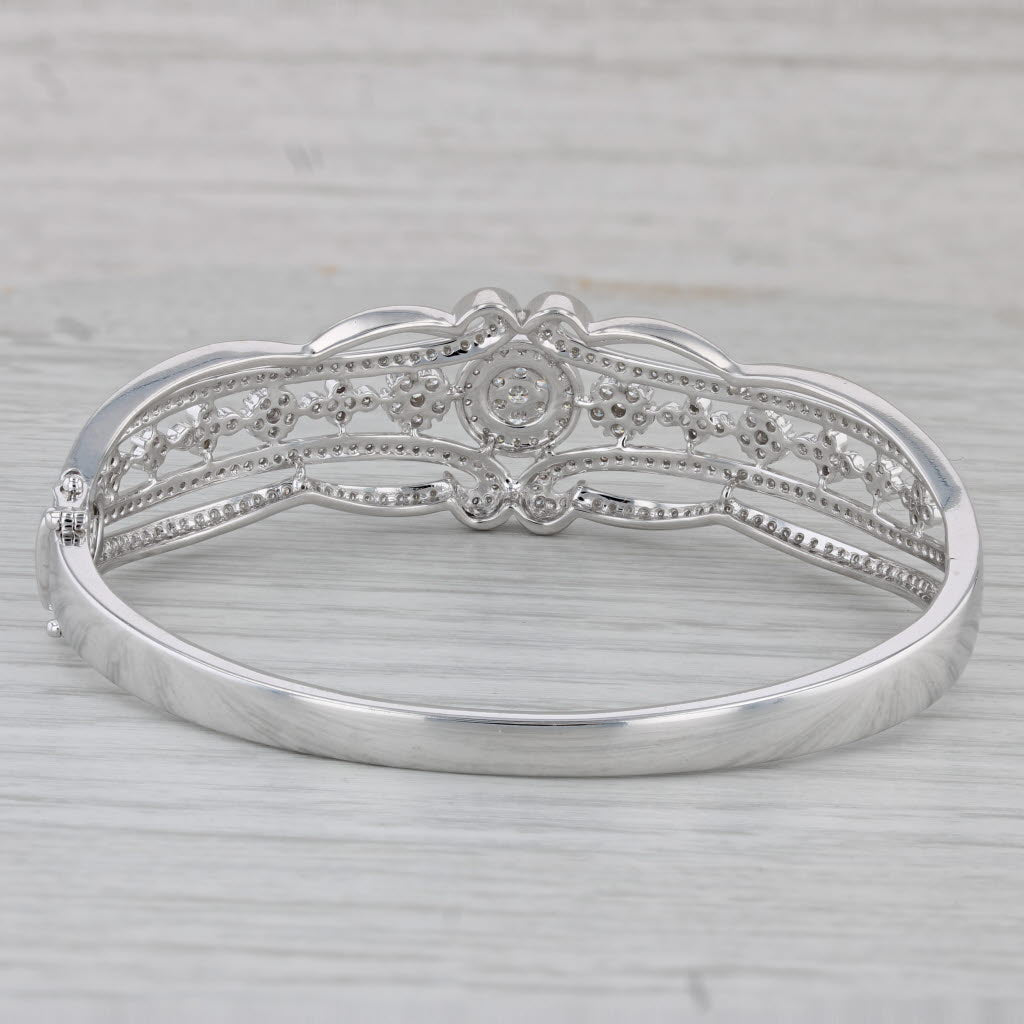 Gray Effy 1.15ctw Diamond Openwork Bangle Bracelet 14k White Gold 7"