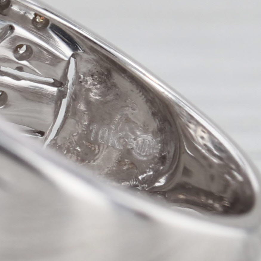 0.58ctw Concave Diamond Ring 10k White Gold Size 6.75 Cocktail