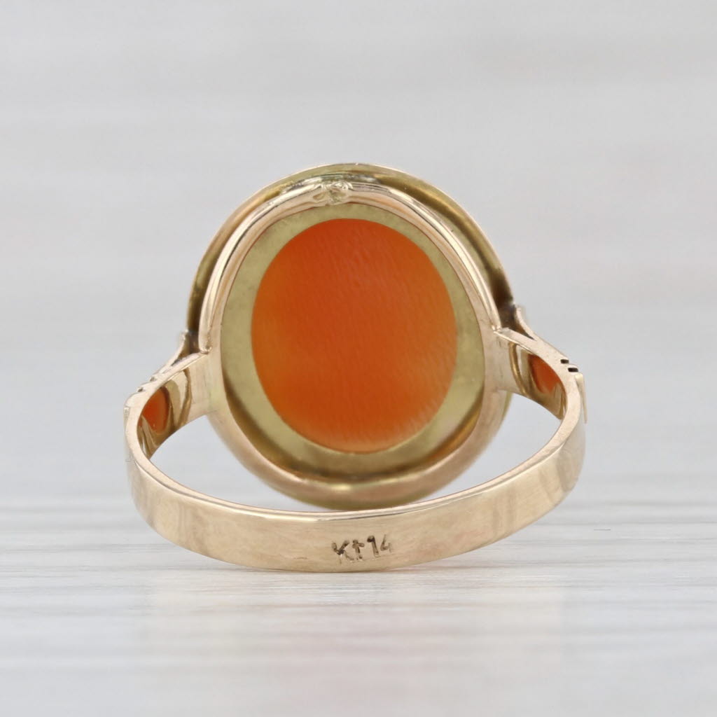 Vintage Shell Cameo Ring 14k Yellow Gold Size 5.5 Figural Carving