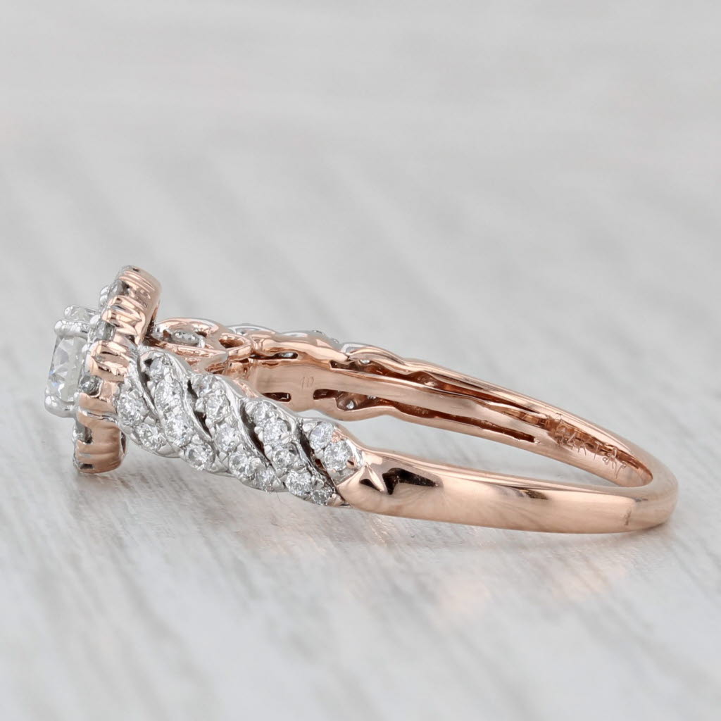 Light Gray 0.92ctw Diamond Halo Engagement Ring 14k Rose Gold Size 7