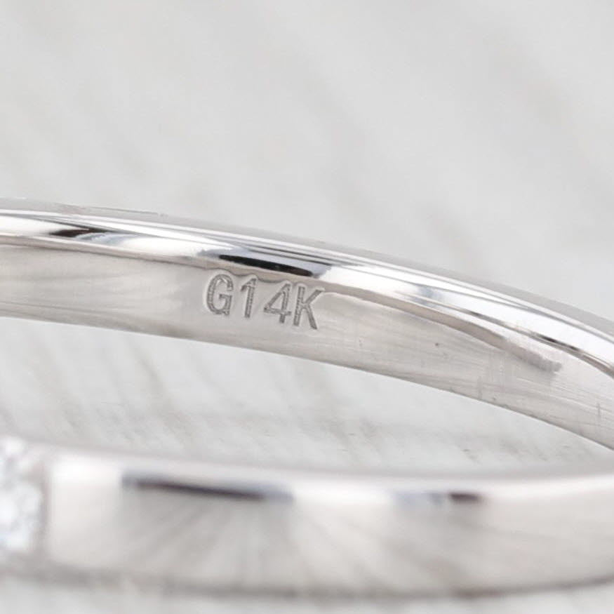 Light Gray New 0.46ctw Diamond Bypass Wedding Band 14k White Gold Stackable Adjustable Ring
