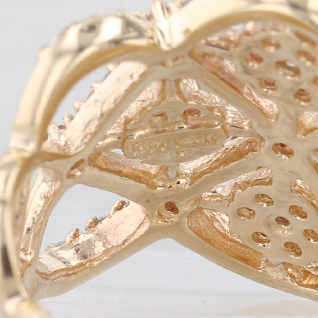 Tan 2.78ctw Diamond Clusters Openwork Ring 14k Yellow Gold Size 6.5 Cocktail