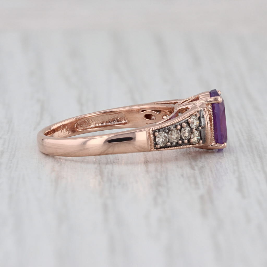 Le Vian Amethyst Diamond Ring 14k Rose Gold Size 7 Engagement