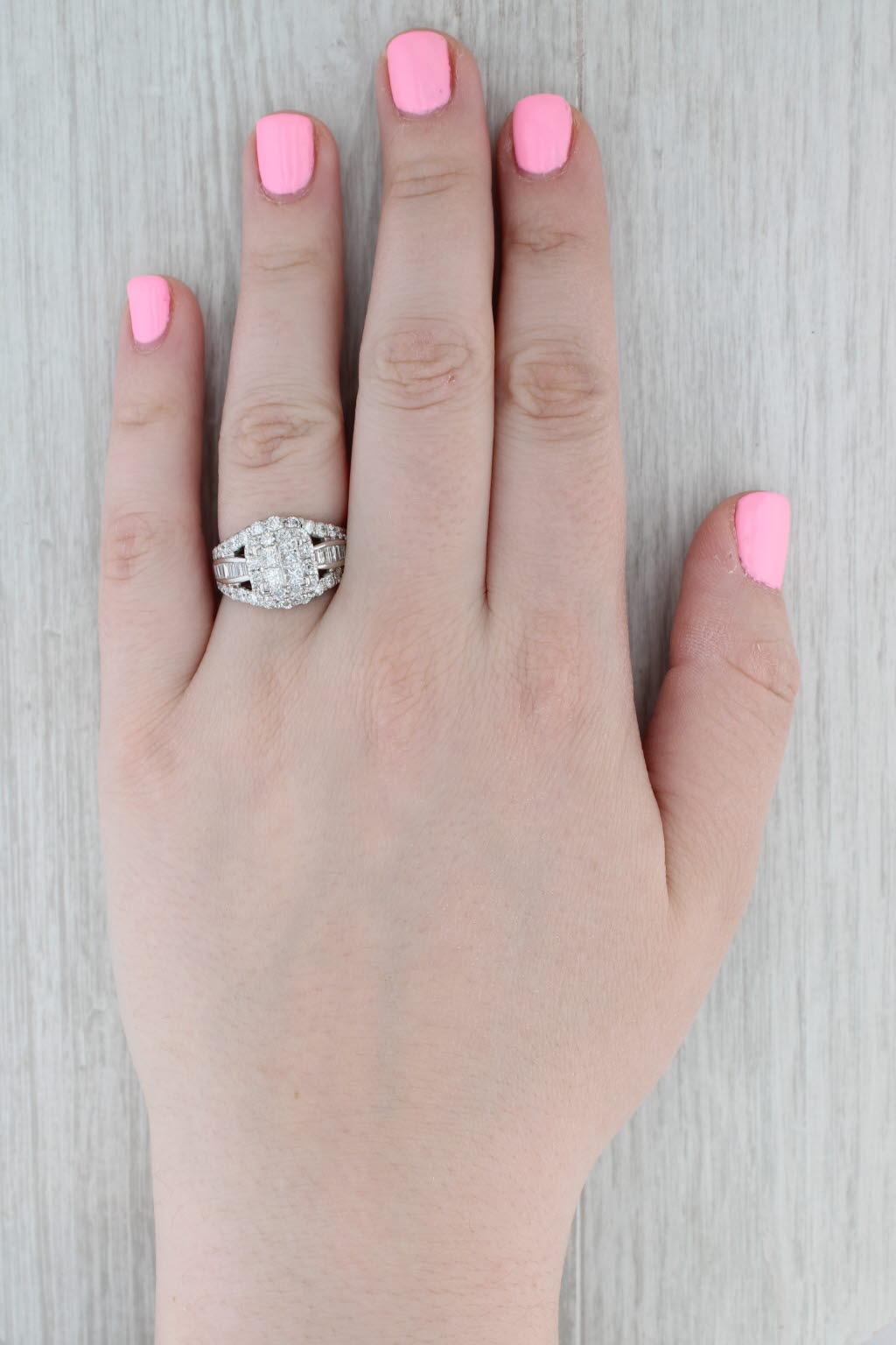 Gray 2.78ctw Diamond Halo Bridal Ring 14k White Gold Size 8.5