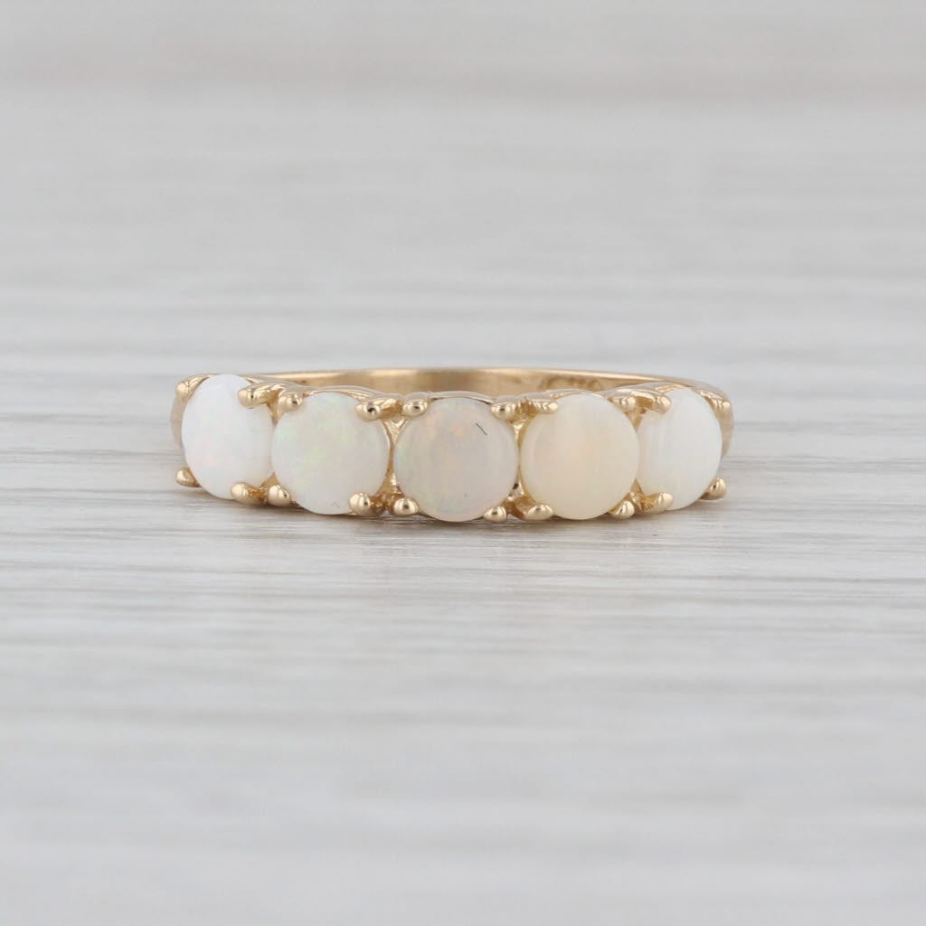 Opal Cabochon 5-Stone Stackable Ring 14k Yellow Gold Size 6.25