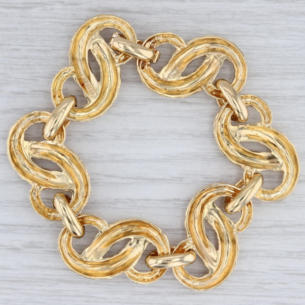 Vintage David Webb Pretzel Link Bracelet 18k Yellow Gold 7" Statement