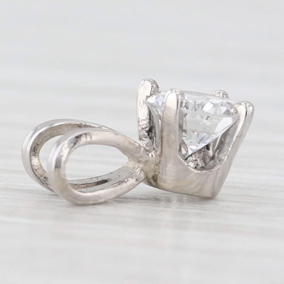 Light Gray New 0.25ct VS2 Round Solitaire Small Drop Pendant 14k White Gold
