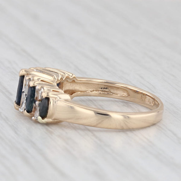 1.08ctw Bleu Sapphire Diamond Ring 14k Yellow Gold Size 7 Tiered Setting