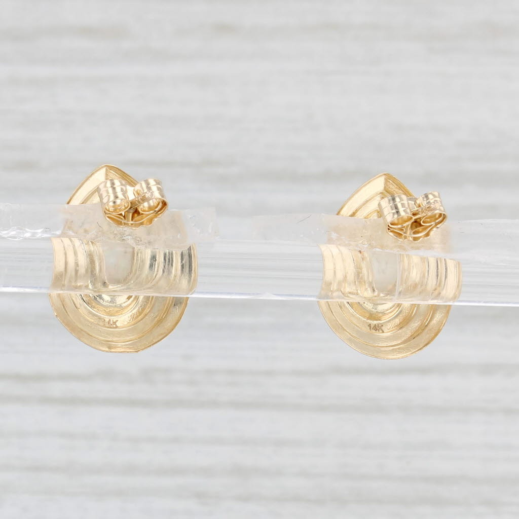 Light Gray Opal Pear Cabochon Solitaire Stud Earrings 14k Yellow Gold