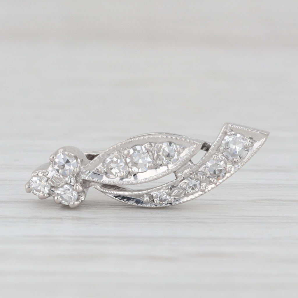 Light Gray Vintage 0.18ctw Diamond Journey Pendant 14k White Gold Small Drop