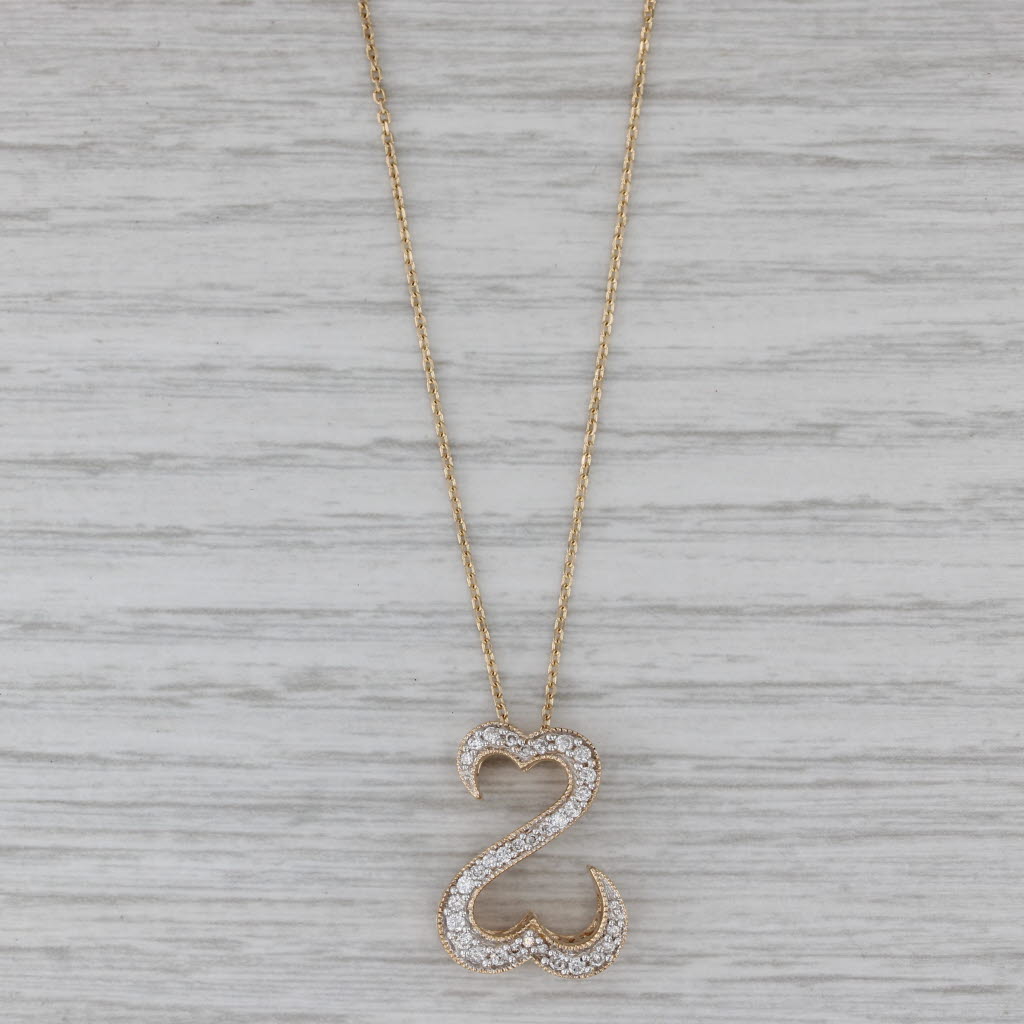 Gray 0.16ctw Diamond Open Hearts Pendant Necklace 14k Yellow Gold Jane Seymour