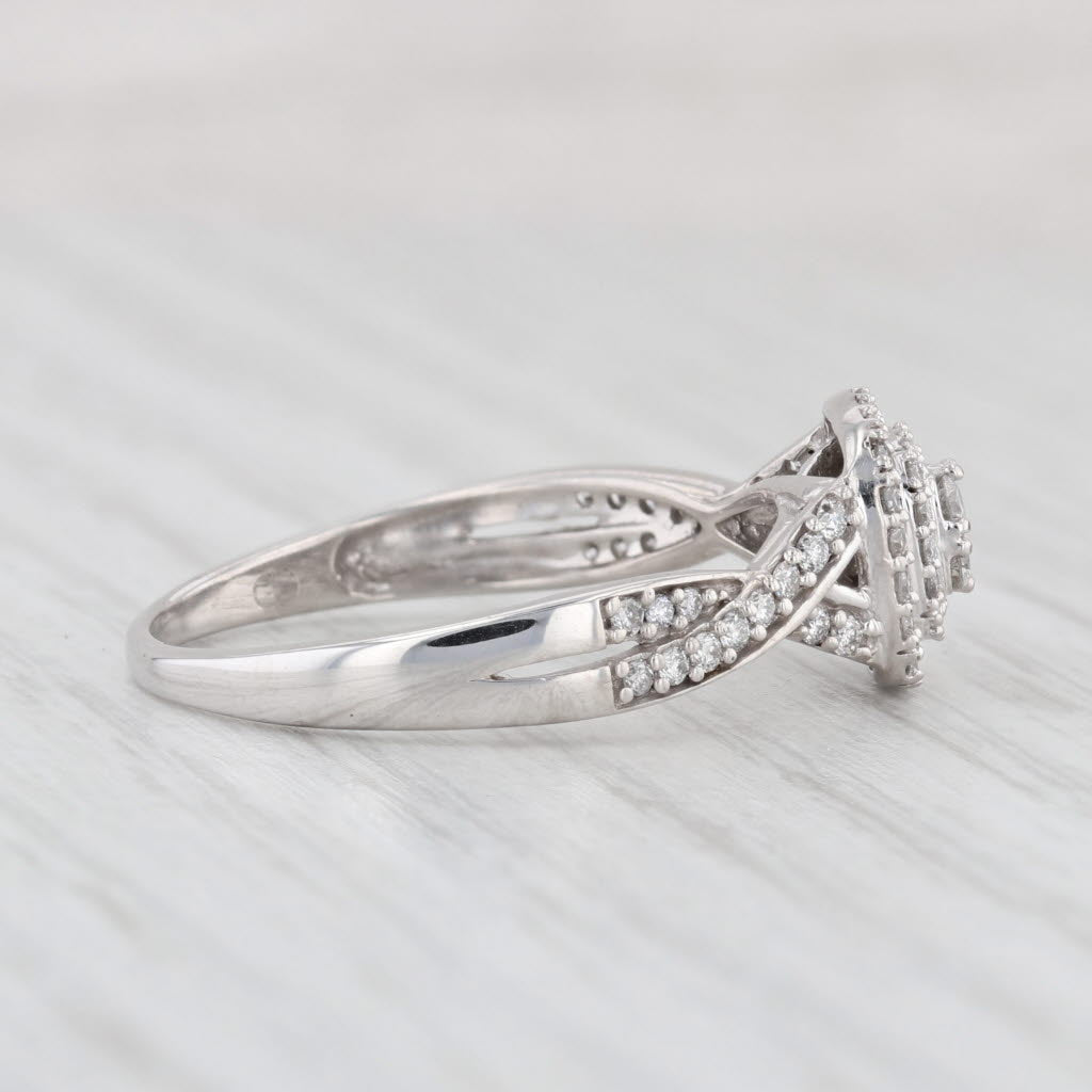 Light Gray 0.40ctw Diamond Princess Engagement Ring 10k White Gold Size 9.25