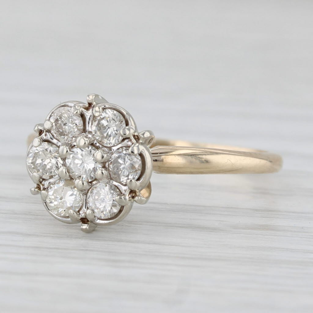 Light Gray Vintage 0.40ctw Diamond Cluster Engagement 10k Gold Size 6 2-Toned