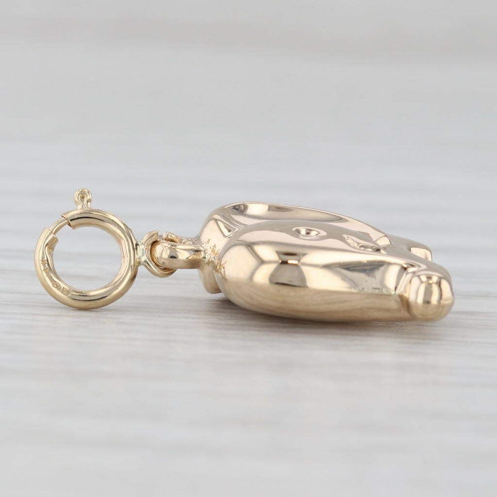 Light Gray Small Elephant Charm 14k Yellow Gold Pendant