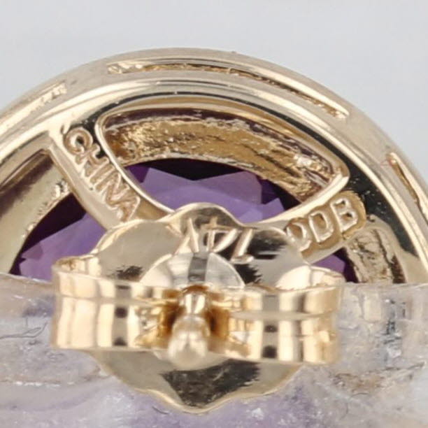 3ctw Amethyst Stud Earrings 14k Yellow Gold Round Solitaire Studs