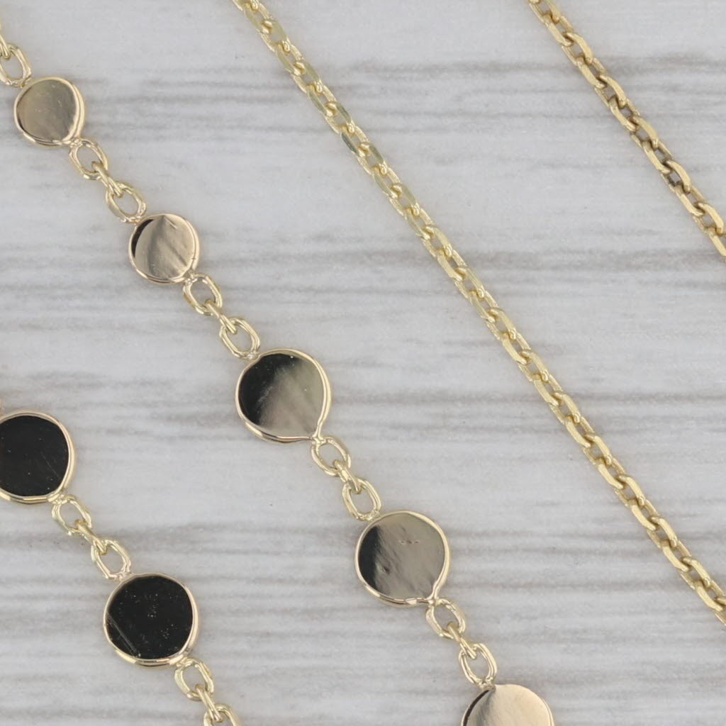 Gray Stationary Discs Necklace 14k Yellow Gold 16.75" Cable Chain