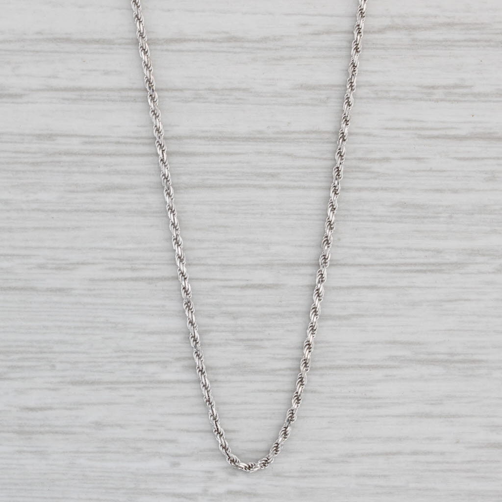 Light Gray Rope Chain Necklace 14k White Gold 19" 1.1mm