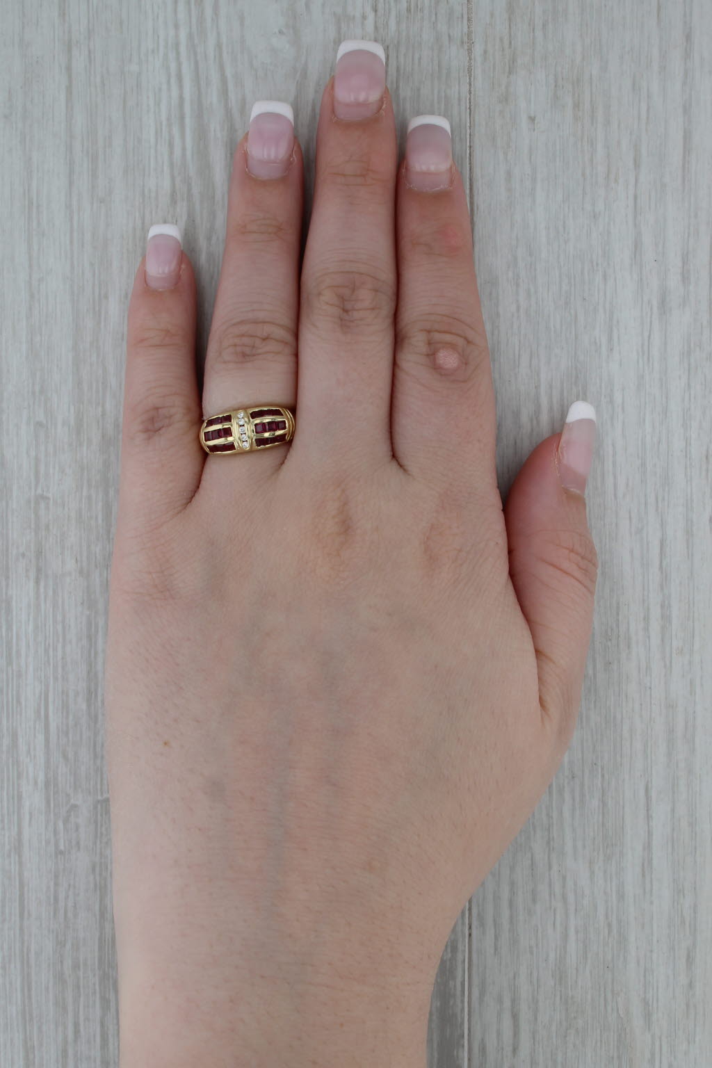 0.99ctw Ruby Diamond Ring 18k Yellow Gold Size 6.5