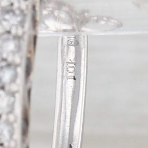 Light Gray 0.20ctw Diamond Oval Hoop Earrings 10k White Gold Pierced Hoops