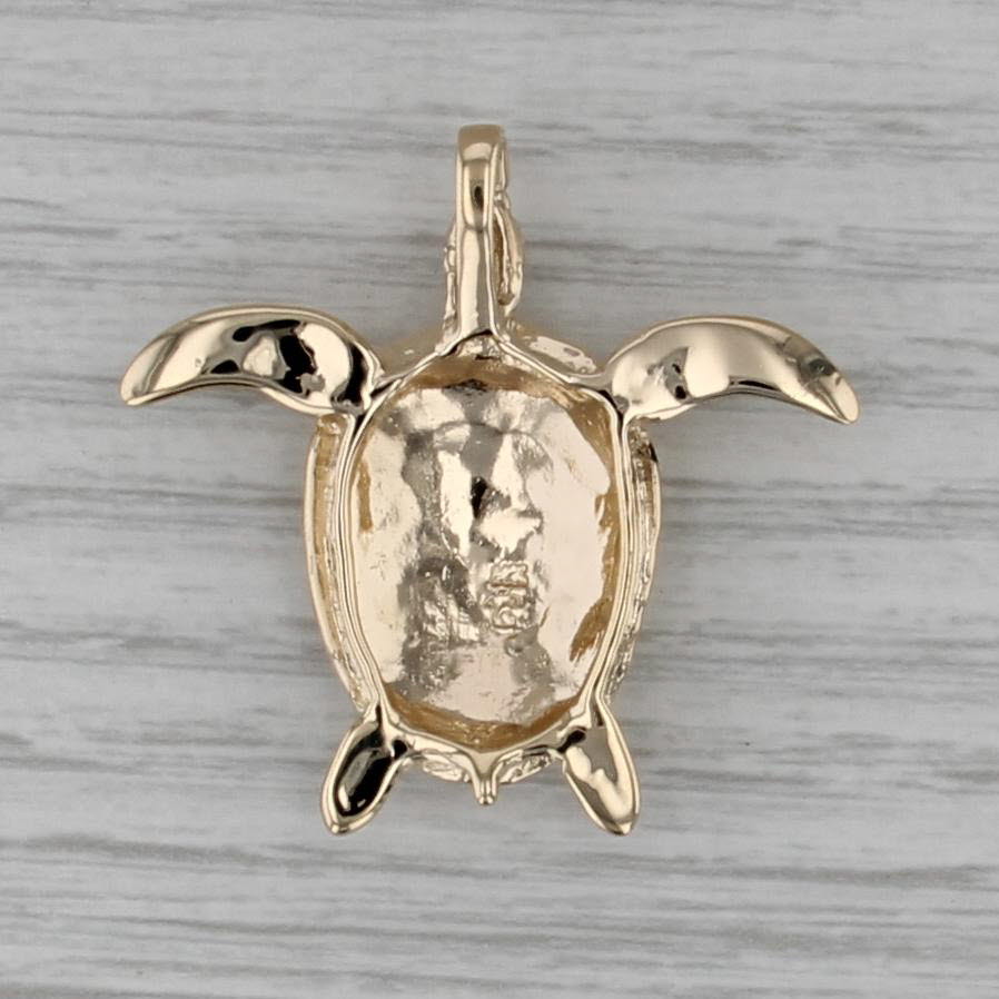 Large Sea Turtle Pendant 14k Yellow Gold Nautical Statement