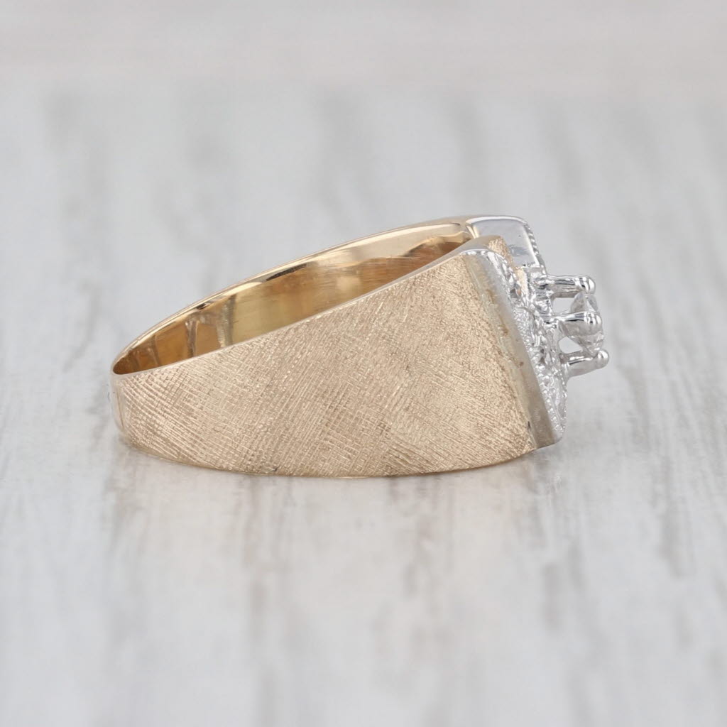 Vintage 0.21ctw Diamond Zig Zag Lightning Bolt Ring 14k White Yellow Gold