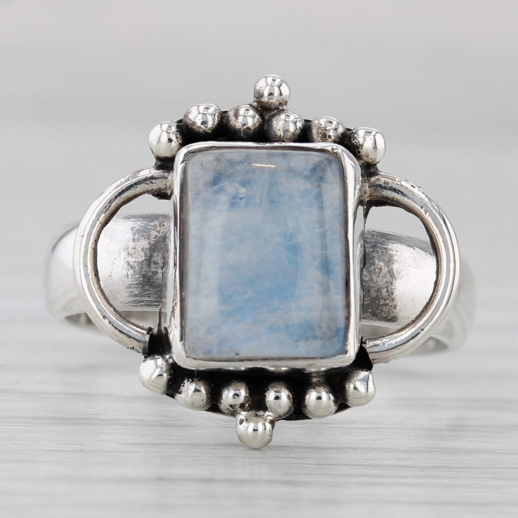 Gray Labradorite Moonstone Ring Sterling Silver Size 8.75