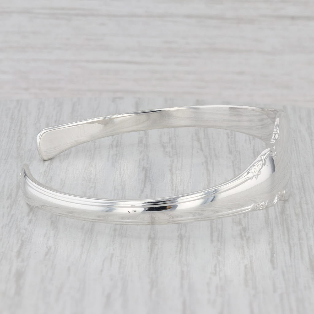 Gray Vintage Lunt Engravable Converted Spoon Cuff Bracelet Sterling Silver Floral