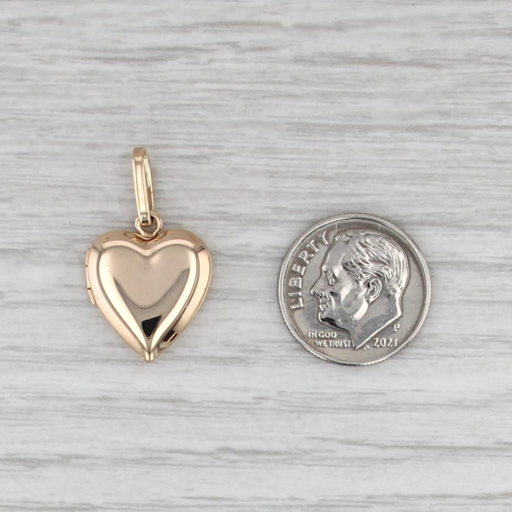 Vintage Heart Picture Locket Pendant 14k Yellow Gold Opens