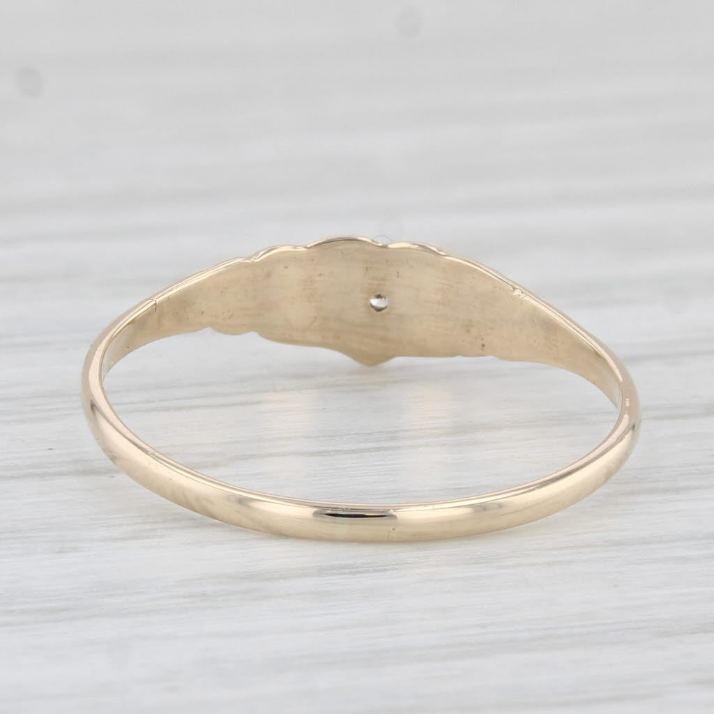 Light Gray Vintage Diamond Accented Heart Ring 10k Yellow Gold Size 6.5 Band