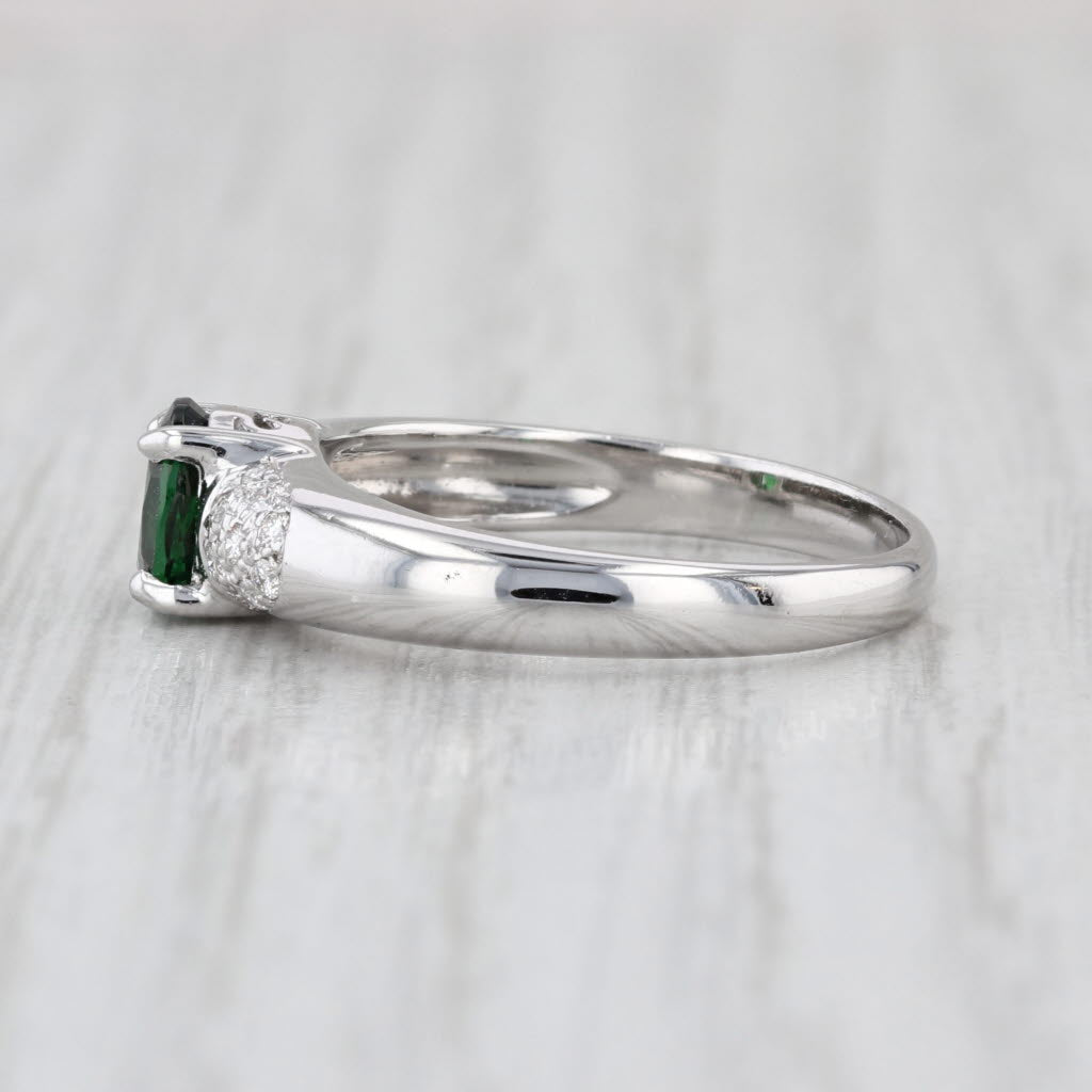 0.90ctw Green Tsavorite Garnet Diamond Ring 18k White Gold Size 6.75