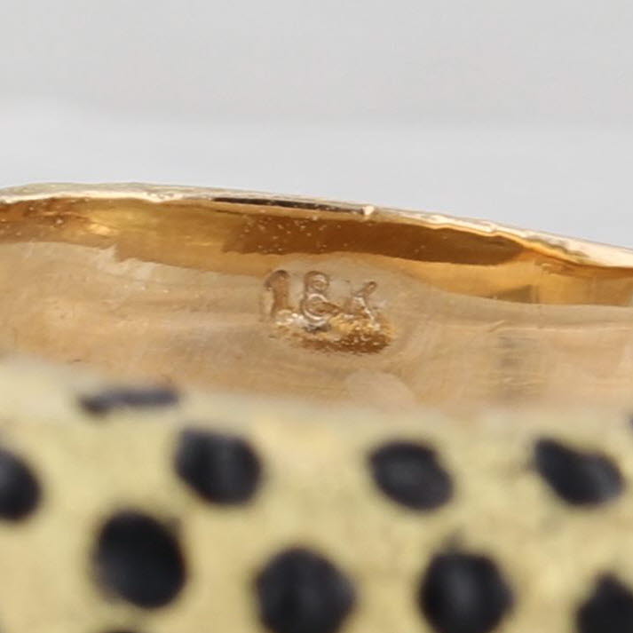 Leopard Ring Diamond Lab Created Ruby 18k Yellow Gold Enamel Statement