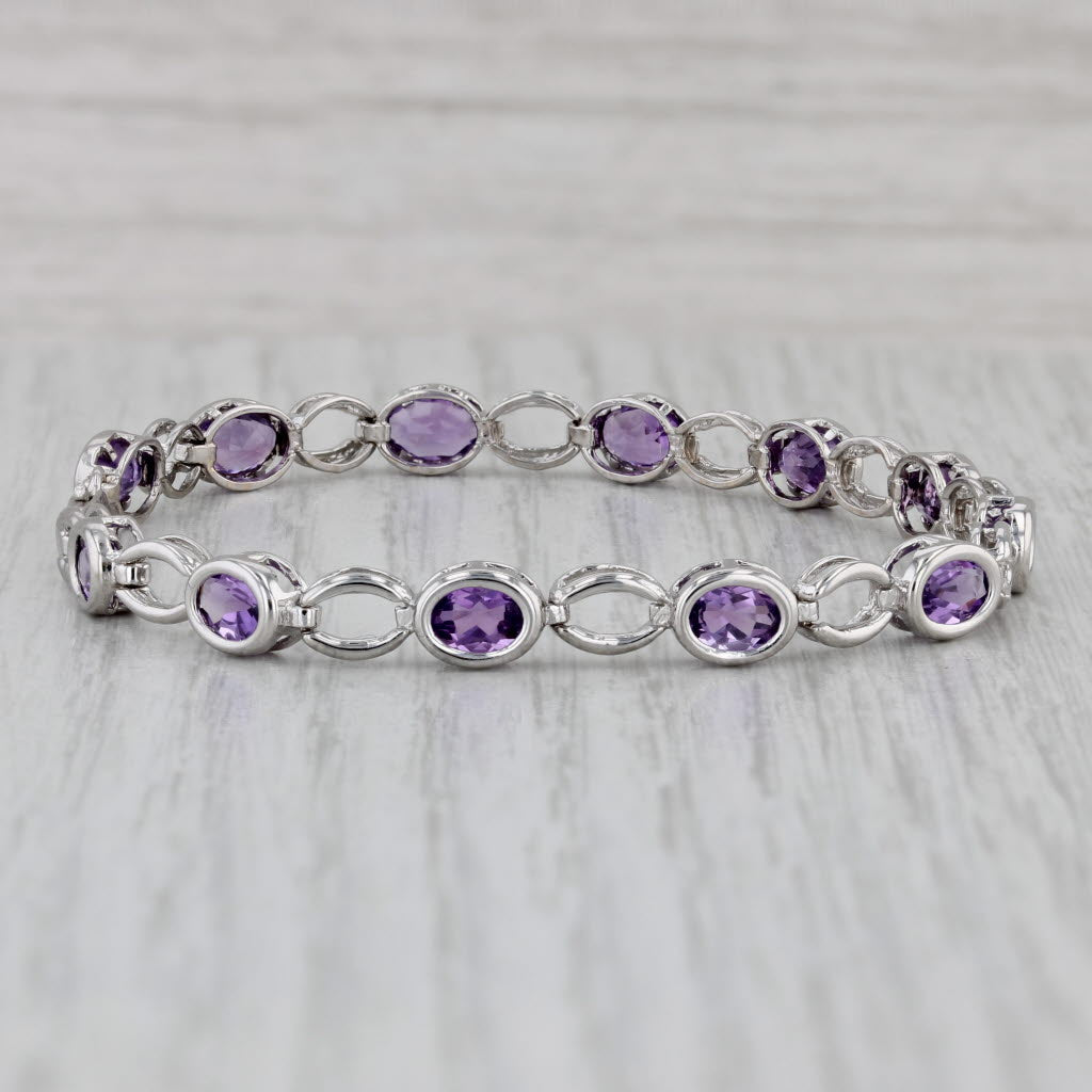 Gray 2.75ctw Amethyst Bracelet 14k White Gold 7” 5.6mm