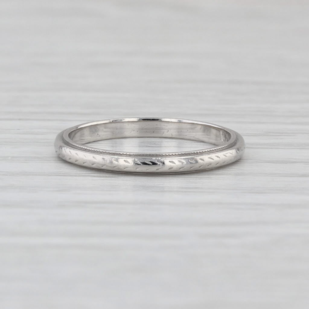 Art Deco Wheat Pattern Ring Platinum Wedding Band Stackable Size 4.5