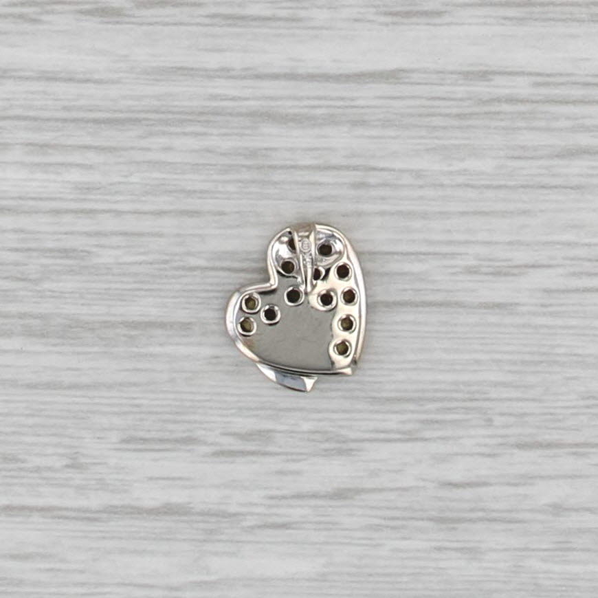 0.49ctw Yellow Sapphire Diamond Heart Pendant 14k White Gold Small Drop