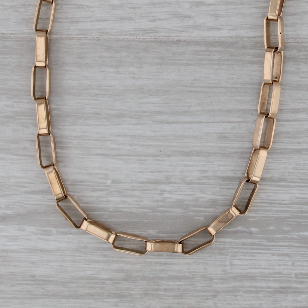 Antique Elongated Cable Chain Watch Chain Necklace 15.5" 14k Yellow Gold