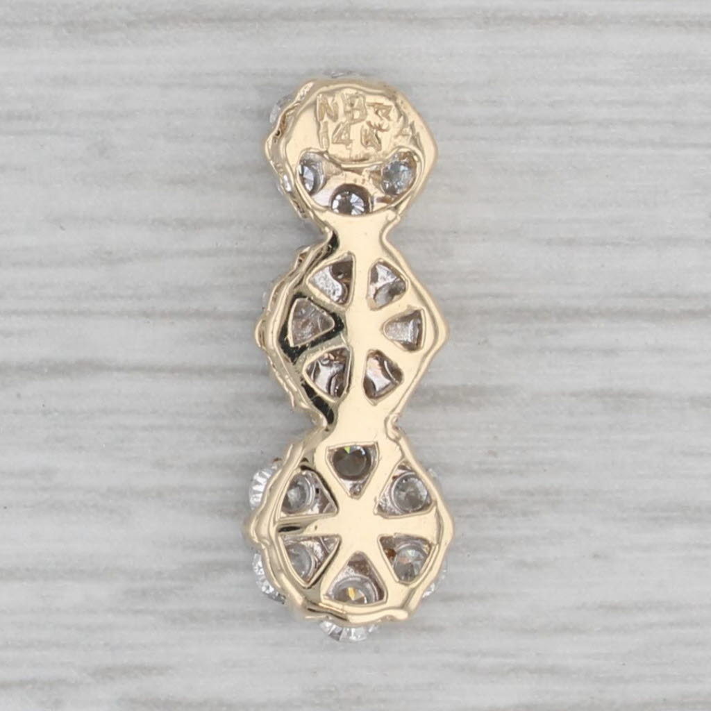 Gray 0.76ctw Diamond Clusters Journey Pendant 14k Yellow Gold