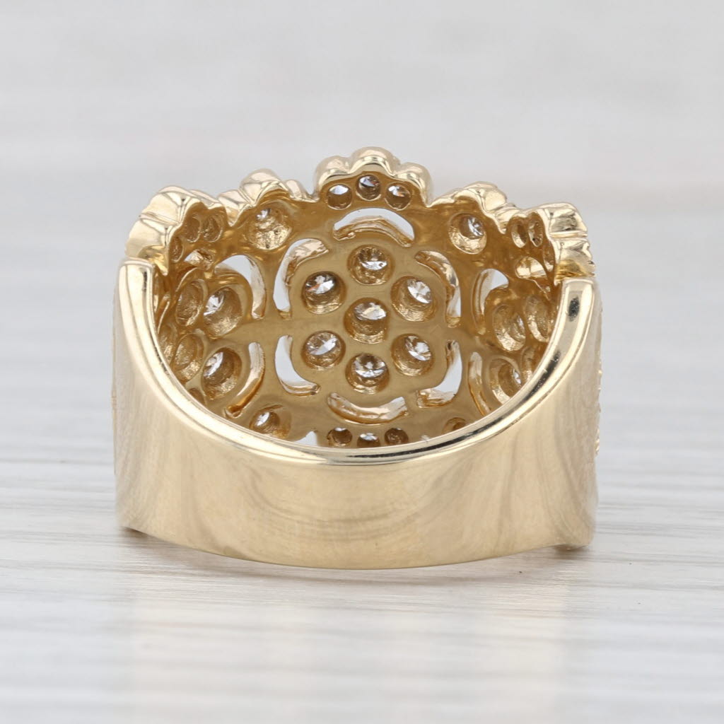 Effy 1.98ctw Diamond Cluster Flower Ring 14k Yellow Gold Cocktail Size 7